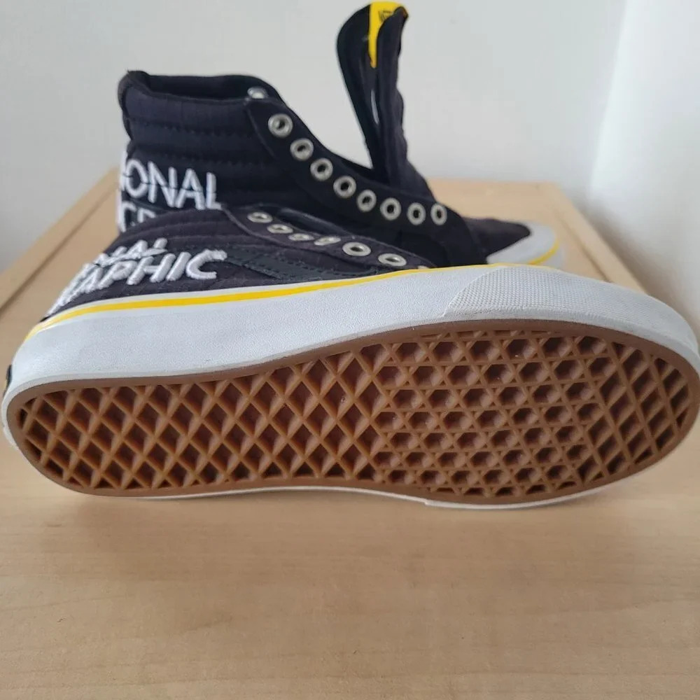 VANS National Geographic Sk8-Hi Reissue Black & Yellow Sneakers (Women Size: 5) - Picture 3 of 13